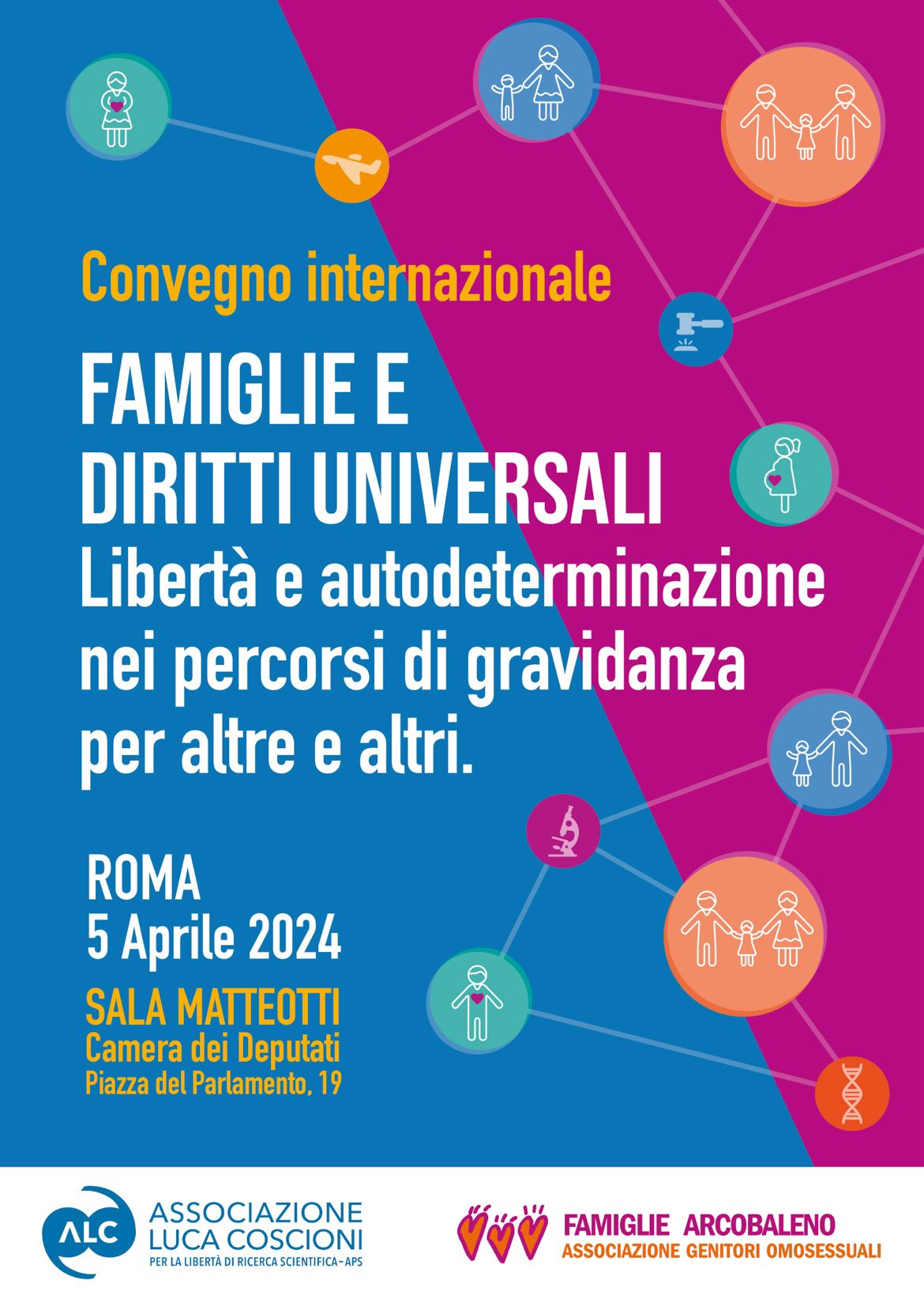 Roma, 5 aprile, Famiglie Arcobaleno e associazione Luca Coscioni organizzano un convengo e un flash mob per reagire alla “legge Varchi”